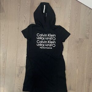 Calvin Klein Black Performance Hoodie Dress SZ 12-14 L NWT